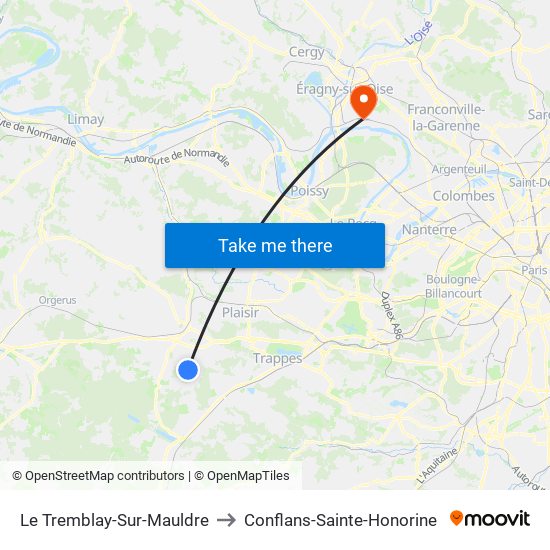 Le Tremblay-Sur-Mauldre to Conflans-Sainte-Honorine map