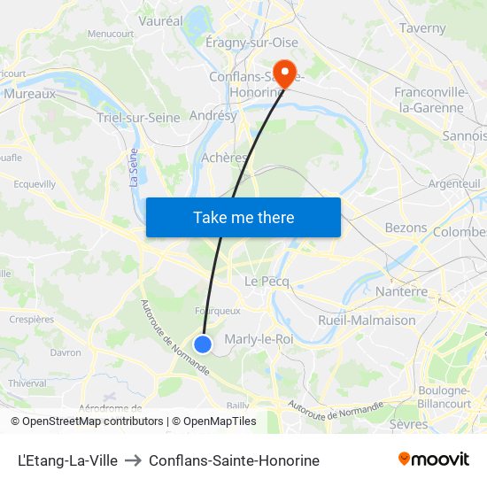 L'Etang-La-Ville to Conflans-Sainte-Honorine map