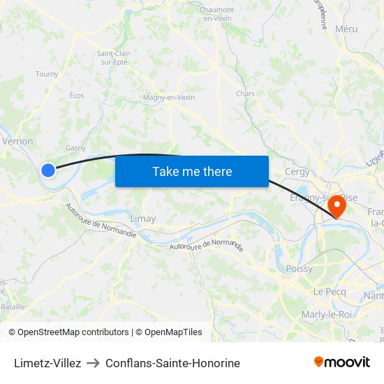 Limetz-Villez to Conflans-Sainte-Honorine map