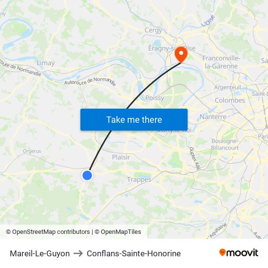 Mareil-Le-Guyon to Conflans-Sainte-Honorine map