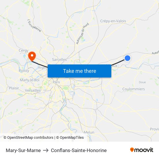 Mary-Sur-Marne to Conflans-Sainte-Honorine map