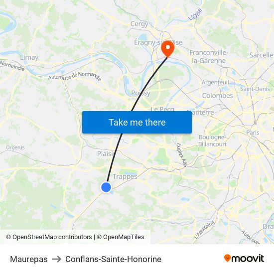 Maurepas to Conflans-Sainte-Honorine map