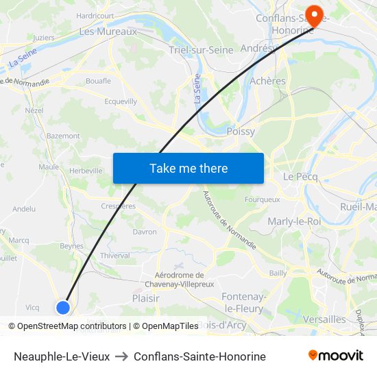 Neauphle-Le-Vieux to Conflans-Sainte-Honorine map