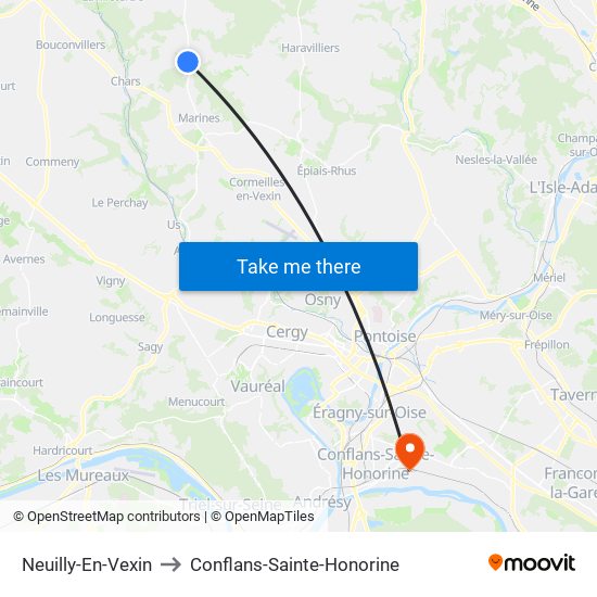 Neuilly-En-Vexin to Conflans-Sainte-Honorine map