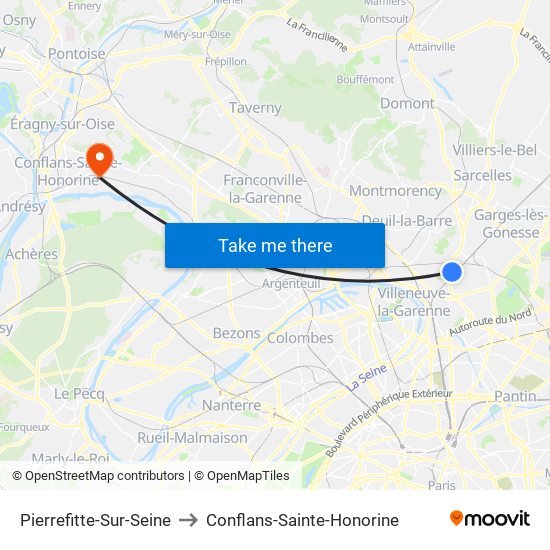 Pierrefitte-Sur-Seine to Conflans-Sainte-Honorine map