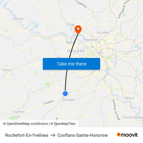 Rochefort-En-Yvelines to Conflans-Sainte-Honorine map