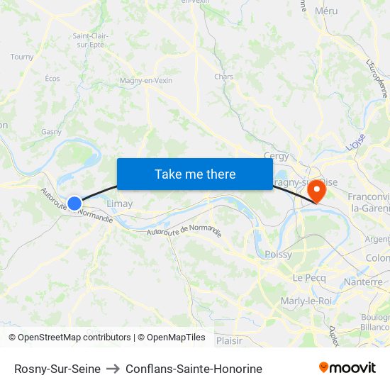 Rosny-Sur-Seine to Conflans-Sainte-Honorine map