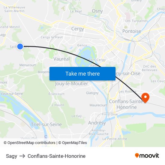 Sagy to Conflans-Sainte-Honorine map