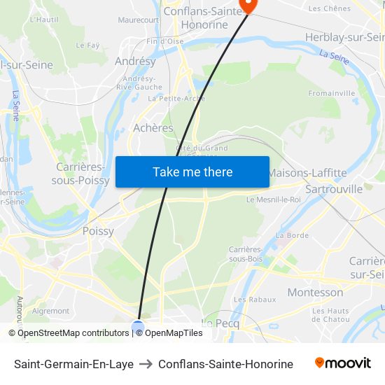 Saint-Germain-En-Laye to Conflans-Sainte-Honorine map