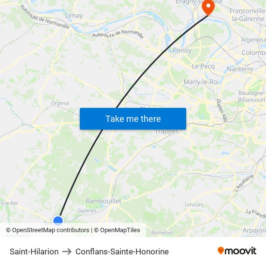 Saint-Hilarion to Conflans-Sainte-Honorine map