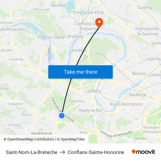 Saint-Nom-La-Breteche to Conflans-Sainte-Honorine map