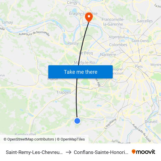Saint-Remy-Les-Chevreuse to Conflans-Sainte-Honorine map