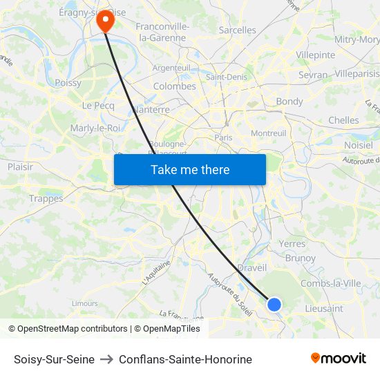 Soisy-Sur-Seine to Conflans-Sainte-Honorine map