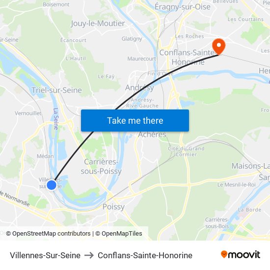 Villennes-Sur-Seine to Conflans-Sainte-Honorine map