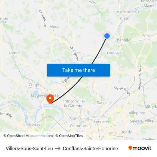 Villers-Sous-Saint-Leu to Conflans-Sainte-Honorine map