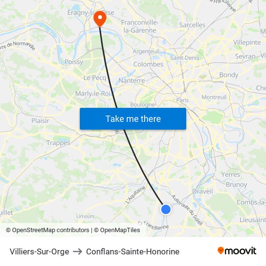 Villiers-Sur-Orge to Conflans-Sainte-Honorine map