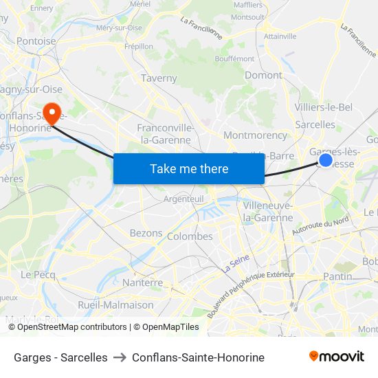 Garges - Sarcelles to Conflans-Sainte-Honorine map