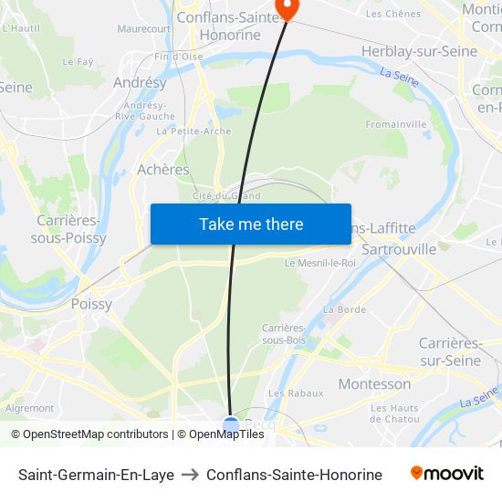 Saint-Germain-En-Laye to Conflans-Sainte-Honorine map