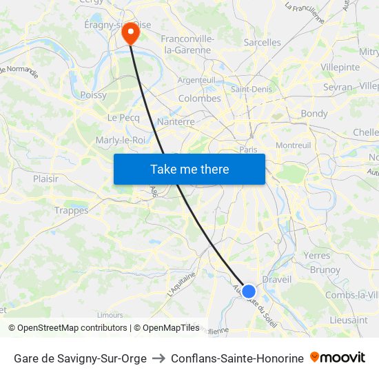 Gare de Savigny-Sur-Orge to Conflans-Sainte-Honorine map