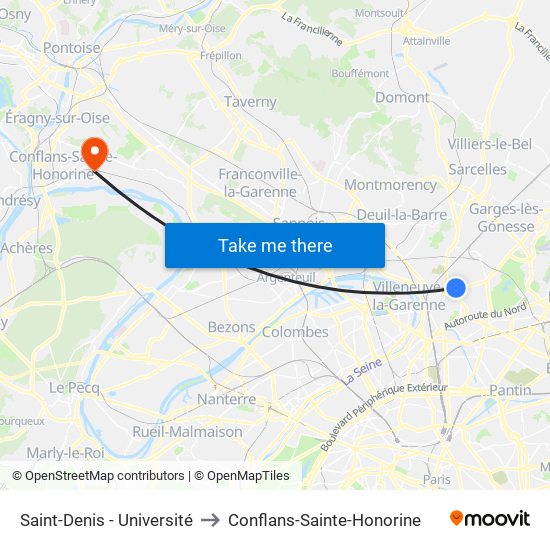 Saint-Denis - Université to Conflans-Sainte-Honorine map