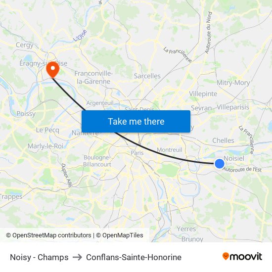 Noisy - Champs to Conflans-Sainte-Honorine map