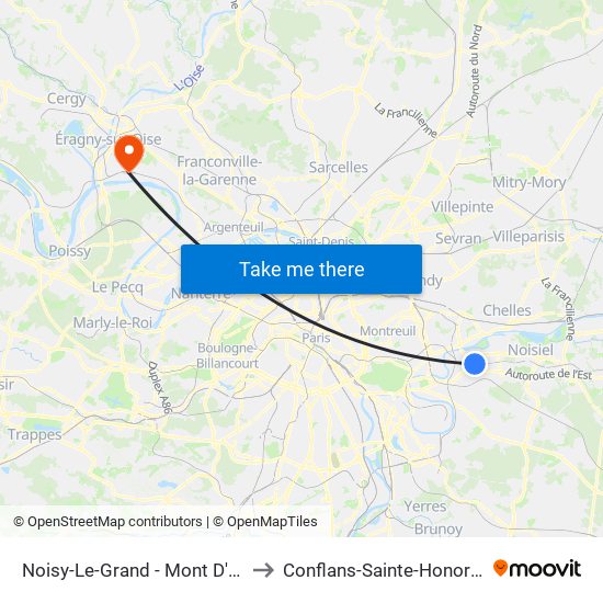Noisy-Le-Grand - Mont D'Est to Conflans-Sainte-Honorine map