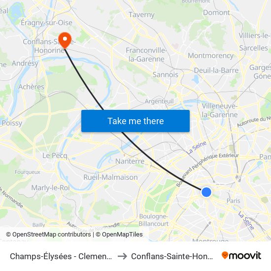 Champs-Élysées - Clemenceau to Conflans-Sainte-Honorine map