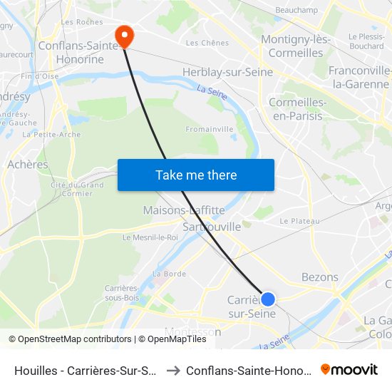 Houilles - Carrières-Sur-Seine to Conflans-Sainte-Honorine map