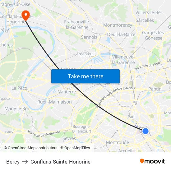 Bercy to Conflans-Sainte-Honorine map