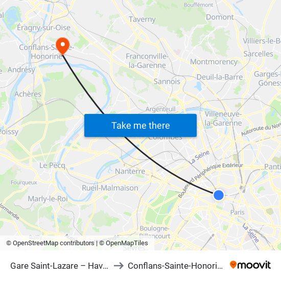 Gare Saint-Lazare – Havre to Conflans-Sainte-Honorine map