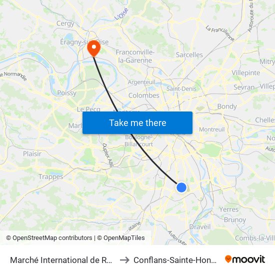 Marché International de Rungis to Conflans-Sainte-Honorine map