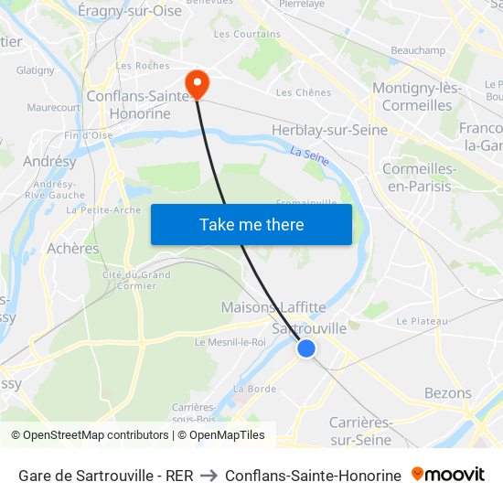 Gare de Sartrouville - RER to Conflans-Sainte-Honorine map