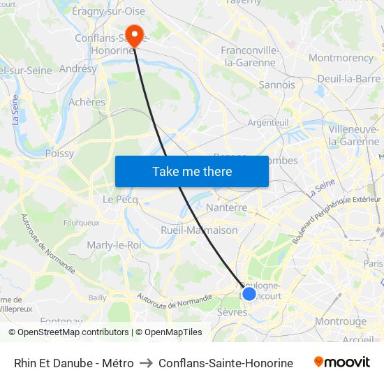 Rhin Et Danube - Métro to Conflans-Sainte-Honorine map