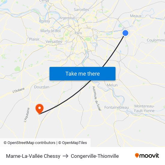 Marne-La-Vallée Chessy to Congerville-Thionville map