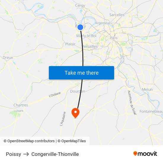 Poissy to Congerville-Thionville map