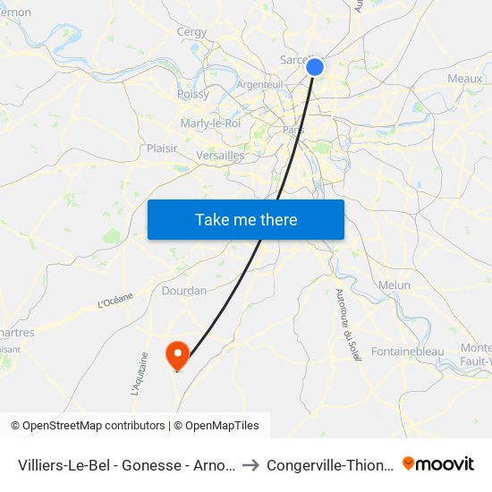 Villiers-Le-Bel - Gonesse - Arnouville to Congerville-Thionville map