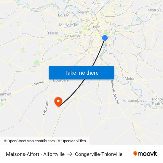 Maisons-Alfort - Alfortville to Congerville-Thionville map