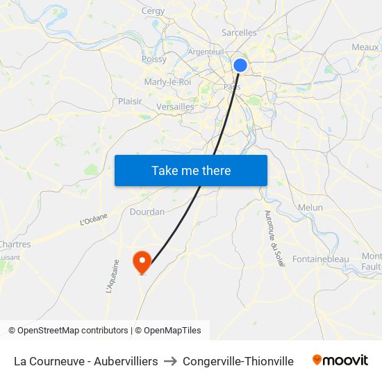 La Courneuve - Aubervilliers to Congerville-Thionville map