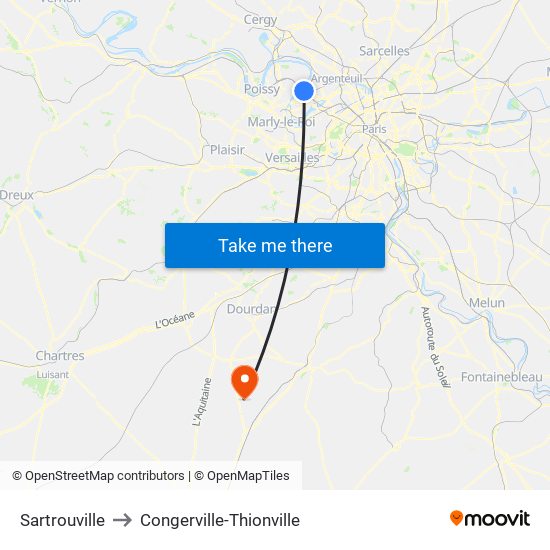 Sartrouville to Congerville-Thionville map