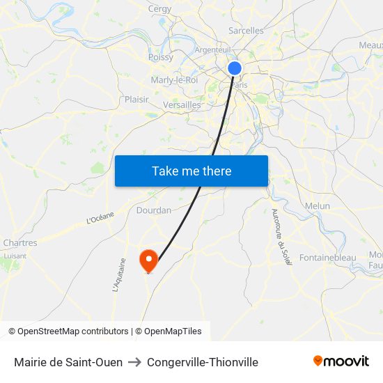 Mairie de Saint-Ouen to Congerville-Thionville map