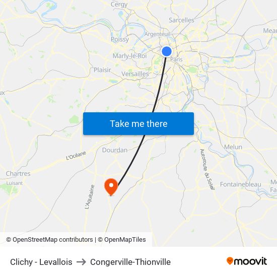 Clichy - Levallois to Congerville-Thionville map