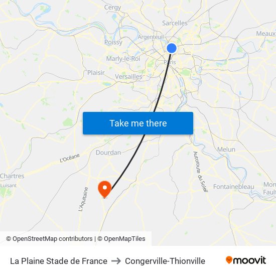 La Plaine Stade de France to Congerville-Thionville map