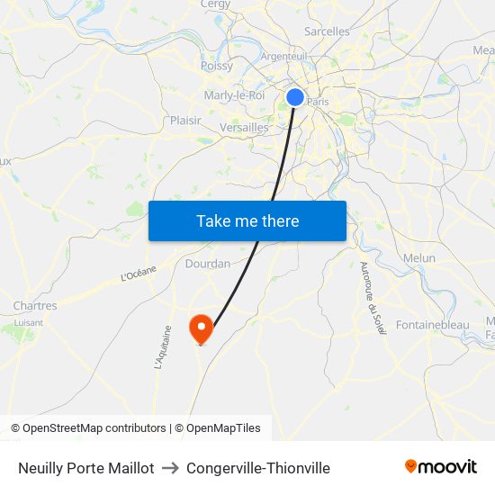 Neuilly Porte Maillot to Congerville-Thionville map