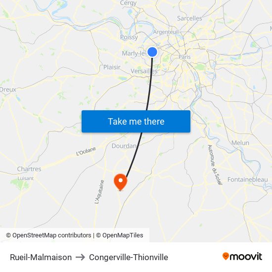 Rueil-Malmaison to Congerville-Thionville map