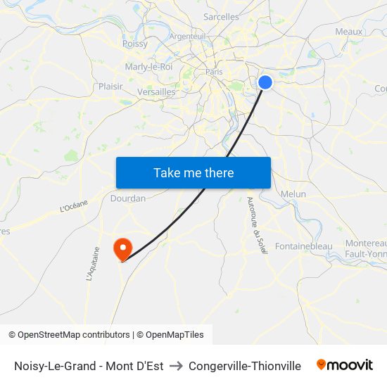 Noisy-Le-Grand - Mont D'Est to Congerville-Thionville map