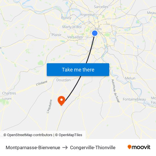 Montparnasse-Bienvenue to Congerville-Thionville map