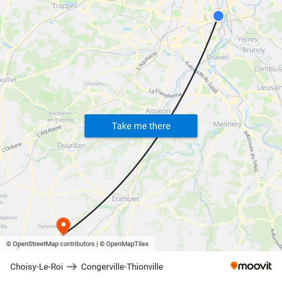 Choisy-Le-Roi to Congerville-Thionville map