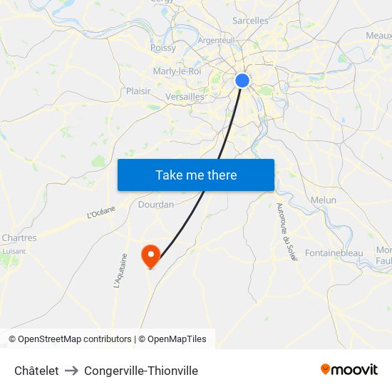 Châtelet to Congerville-Thionville map