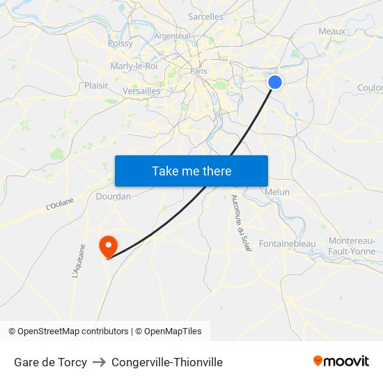 Gare de Torcy to Congerville-Thionville map