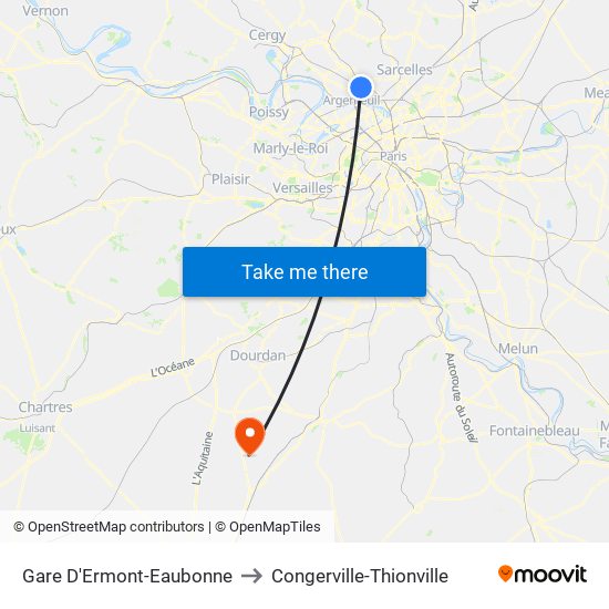 Gare D'Ermont-Eaubonne to Congerville-Thionville map